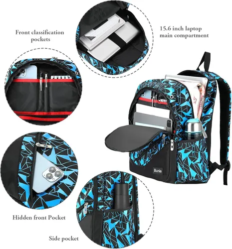 Vista 4 de bunie Mochila escolar para niños, mochila grande para niños, mochilas para escuela primaria, secundaria, mochila fresca para niños de 7, 8, 9, 10