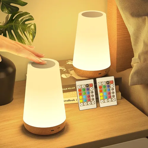 Vista 11 de Luz nocturna para niños, 3 modos y 9 colores cambiantes, lámpara de noche recargable sin interrupciones, lámpara de mesa táctil portátil
