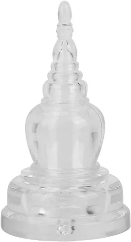 Vista 6 de Sarira Stupa - Torre budista, estupa de cristal de 3.1 pulgadas, adornos de estupa de buda, estatua de budismo, estatua de torre budista, pagoda