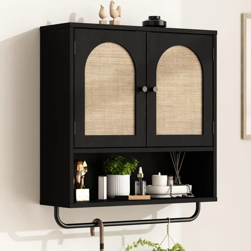 Vista 9 de RUSTOWN Gabinete de pared del cuarto de baño de la rota, boho, boho, con 3 Roble natural