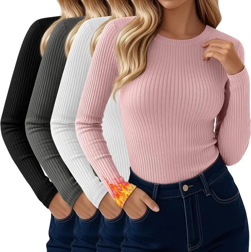 Vista 9 de Paquete de 4 camisas térmicas de manga larga acanaladas