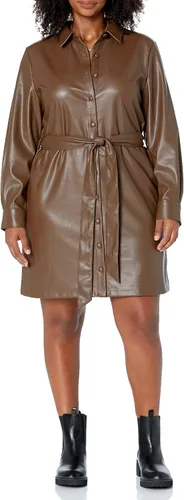 Vista 4 de The Drop Vestido camisero de cuero vegano Sam para mujer