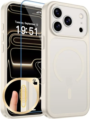 Vista 87 de zapica Funda magnética para iPhone Air, con protector de pantalla de vidrio templado, compatible con MagSafe, translúcida mate, a prueba de golpes