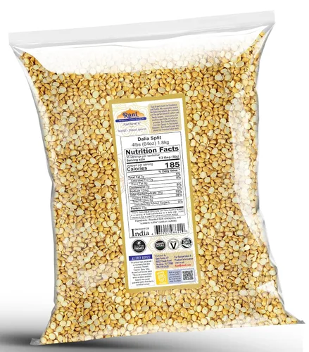 Vista 2 de Rani Daliya Split (Garbanzos partidos asados Dalia) 4lbs (64oz) ~ Todo natural Vegano Origen indio