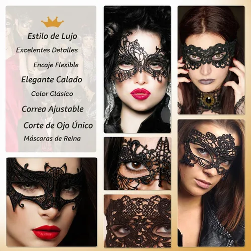 Vista 5 de Máscara de mascarada para mujer, de encaje, veneciana, de Halloween, para fiesta, disfraces, Mardi Gras, carnaval, cosplay