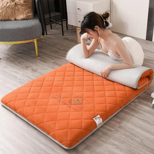 Vista 9 de KKCD Shikibuton - Colchón de futón japonés de felpa, cálido y suave, colchón enrollable para tatami, tapete portátil para dormir con fibra de Verde