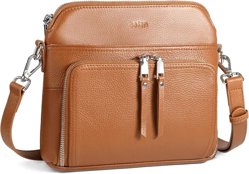 Vista 9 de befen - Bolsos cruzados de cuero genuino para mujer, bolso pequeño cruzado para el hombro con billetera RFID incorporada