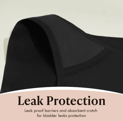 Vista 5 de Ropa interior lavable para incontinencia de absorción para mujer, color negro