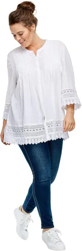 Vista 4 de Ellos Blusa con ribete de ganchillo en tallas grandes para mujer