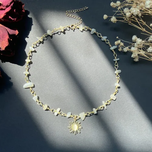 Vista 4 de Collar de piedras preciosas coloridas con cuentas para mujer, cristal curativo natural y piedra bohemia, gargantilla de verano, linda gargantilla