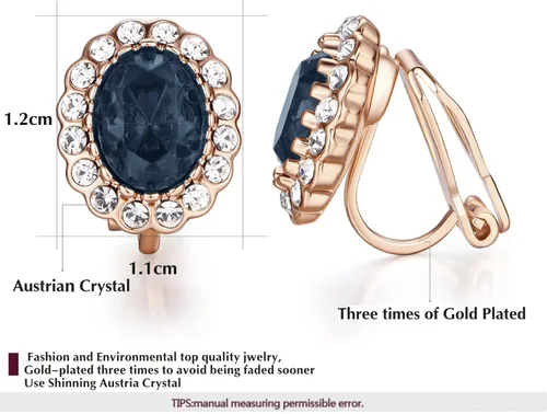 Vista 33 de Yoursfs Austria - Aretes de clip de cristal para mujer, chapados en oro de 18 quilates, joyería de moda con halo de circonita cúbica, aretes sin
