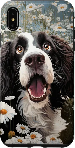 Vista 7 de Carcasa divertida para iPhone 14 con diseño de perro con margarita