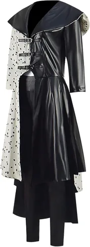 Vista 4 de Disfraz de cruella deville para mujer adulta, disfraz de Cruella dálmata para Halloween