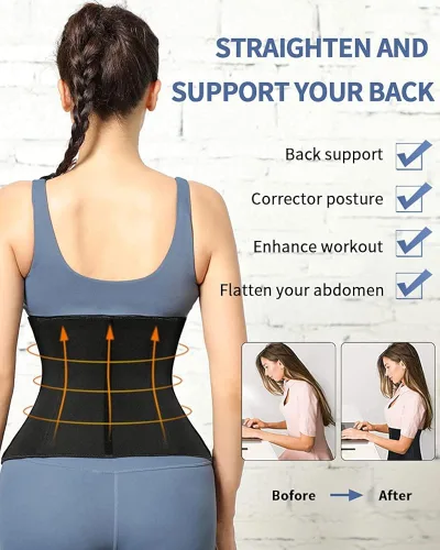 Vista 2 de Reamphy Corsé de entrenamiento de cintura para mujer, recortador de sudor, deportivo, faja moldeadora de cuerpo