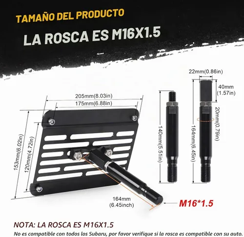Vista 3 de Gancho de remolque para parachoques delantero, montaje en placa de matrícula, kit de adaptador de perno de montaje para Subaru WRX STI Forester
