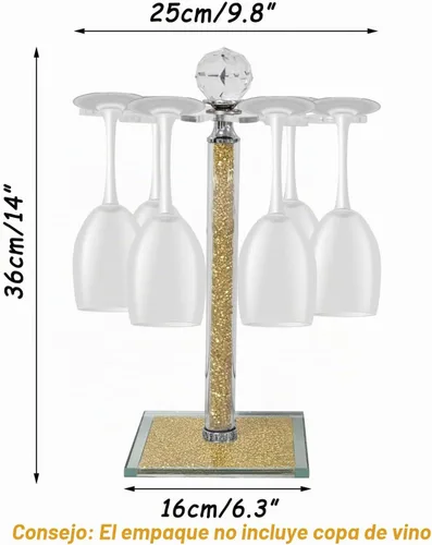 Vista 2 de Soporte para copa de vino de cristal, 14 "H Gold Wine Cup Holder Dorado