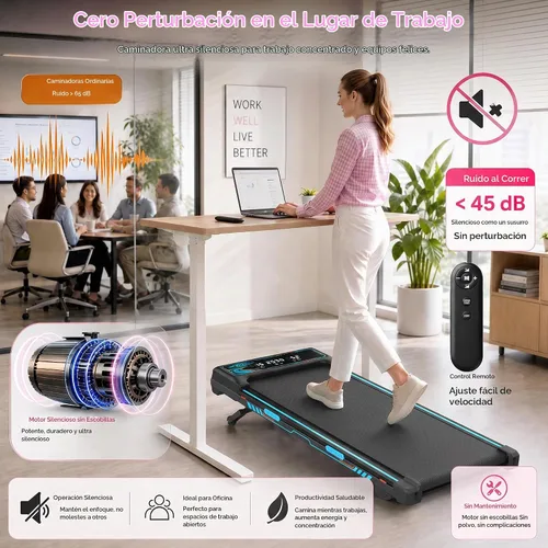 Vista 7 de Cinta de correr para debajo del escritorio con 15% de inclinación automática, almohadilla de marcha con motor sin escobillas de 3.5 HP, caminadora