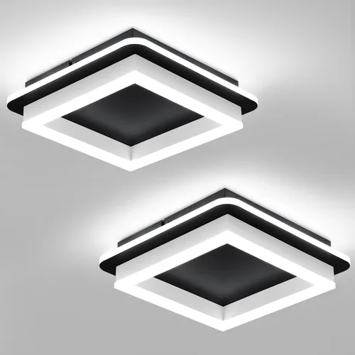 Vista 11 de CANEOE Luz de Pasillo Cuadrada de 24W, Moderna Luz de Techo LED de Montaje al Ras, Luces de Acrílico Blanco Cerca del Techo para Dormitorio Comedor