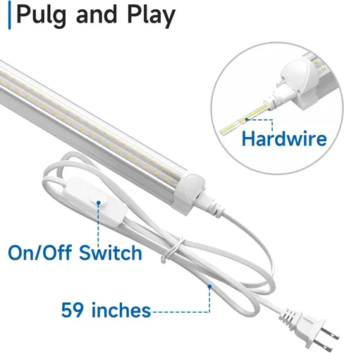 Vista 5 de SHINESTAR Luces LED de tienda de 4 pies, 40 W, 5000 lúmenes, 5000 K, luz LED para tienda, súper brillante, 75% de ahorro de energía, tubo de luz T8