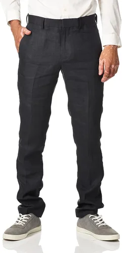 Vista 4 de Cubavera Delave - Pantalón de lino 100% para hombre, tela ligera con parte delantera plana, pantalones de verano relajados para hombre Blanco