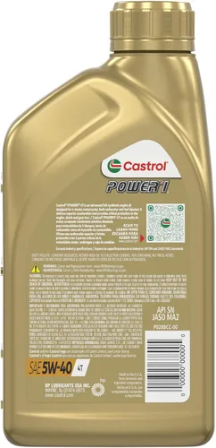 Vista 4 de Castrol Power1 4T 5W-40 Aceite de motocicleta completamente sintético, 1 cuarto de galón, paquete de 6