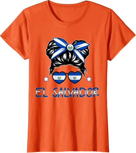 Vista 46 de Camiseta de El Salvador para Niñas Bandera Patrimonio Hispano Salvadoreño