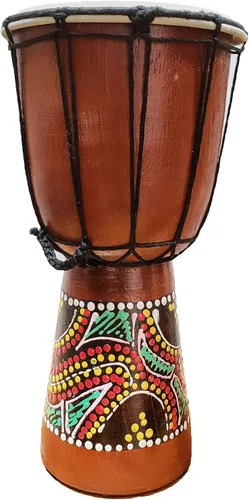 Vista 10 de Djembe decorativo de novedad de 6" de alto x 4" de ancho en la parte superior (Abstracto, 15.2 cm)