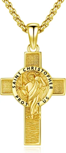 Vista 144 de 925 Sterling Silver Patron Saint Amulet Necklace for Men Women plateado