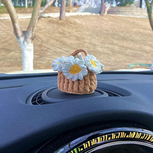 Vista 18 de Colgante de cactus de ganchillo para espejo retrovisor de automóvil, plantas peludas, adorno colgante para decoración del interior del automóvil