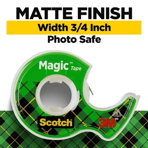 Vista 2 de Scotch Magic Tape, Dispensador recargable, 3/4" x 300", paquete de 3