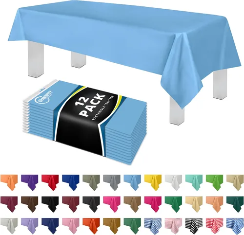 Vista 34 de Mantel de plástico de alta calidad - 54 in. x 108 pulgadas. Grandipity - Mantel rectangular (6 y 12 unidades), Agua (Aqua)