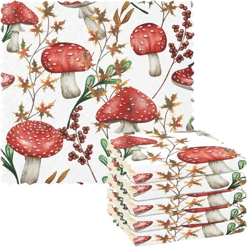 Vista 11 de CaTaKu Paños de cocina de animales del bosque de acuarela, paquete de 6 trapos reutilizables para lavar, paños de limpieza de microfibra, paños