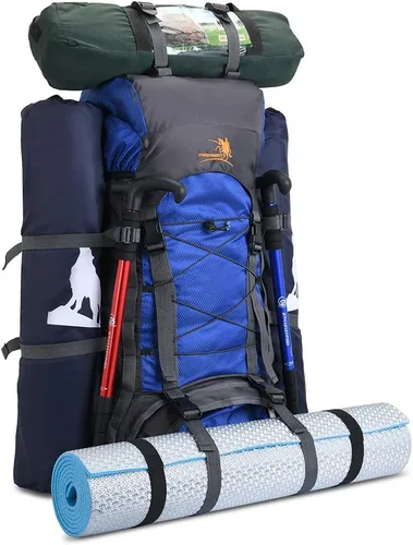 Vista 6 de Bseash Mochila impermeable de 60L con marco interno para senderismo, camping, con cubierta para lluvia, mochila grande para viajes al aire libre