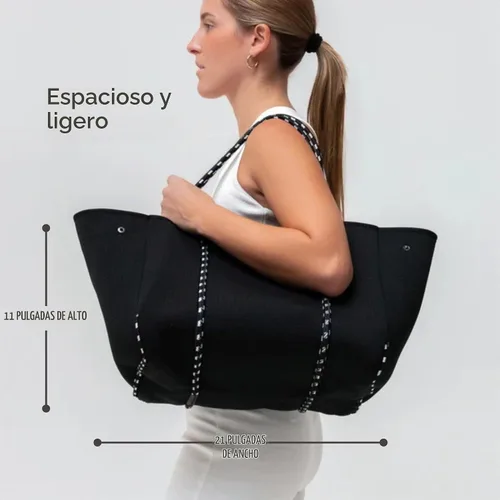 Vista 2 de POPUPS Bolso grande de neopreno para mujer - Bolso de mano de diseñador para todos los días, para el trabajo, la playa y viajes con bolsillos