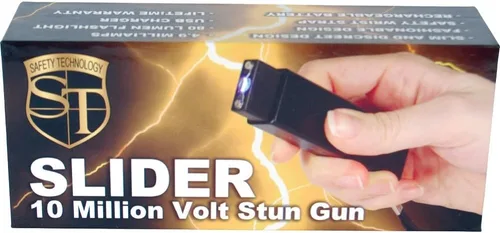 Vista 6 de Slider 3 Millones de Voltios Mini Stun Gun Linterna Negro