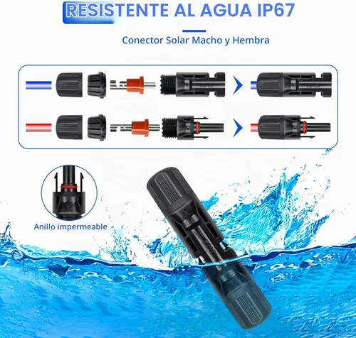 Vista 2 de Conector de Panel Solar, Kit de Herramientas de Crimpado Solar de 60 Piezas para Conectar Alambre de Cable de Panel Solar, Kit de Conectores Solares