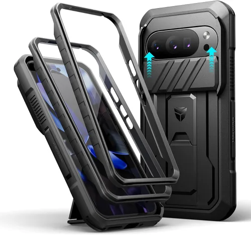 Vista 12 de Dexnor Funda para Google Pixel 9 Pro XL con cubierta deslizante para cámara y protector de pantalla integrado y soporte de alta resistencia, funda