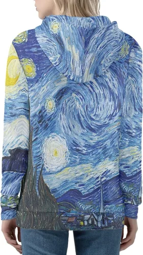 Vista 4 de Irisjudy Color Stripes Zip up Hoodies for Women, Monet Art Sport Sweatshirt Women Ladies Hooded Tops for Spring Fall