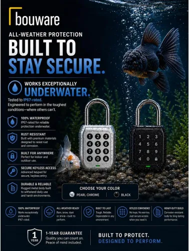 Vista 6 de Smart Padlock Alpha1 - Candado electrónico resistente, resistente a la intemperie, teclado digital, cerradura de botón con código, uso en exteriores