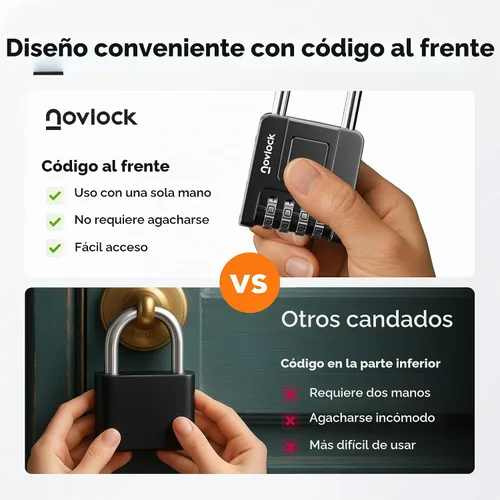 Vista 7 de Cerradura de combinación de grillete largo de 2.76 pulgadas, candado combinado para exteriores