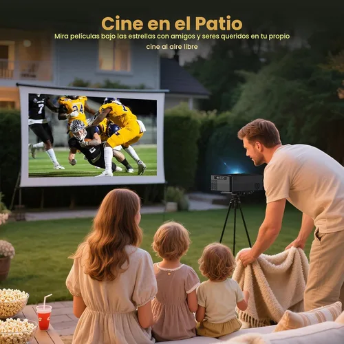 Vista 8 de Mini proyector con Wi-Fi y Bluetooth, proyector portátil 4K soporte Negro