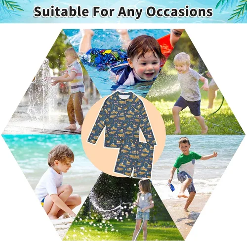 Vista 2 de Dragon Tiger - Traje de baño de manga larga para niños, camiseta de natación y traje de baño de manga larga 3-10T