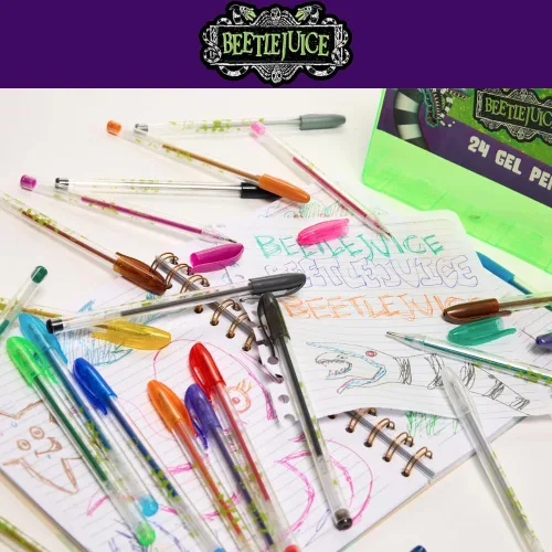 Vista 6 de Innovative Designs Beetlejuice - Juego de bolígrafos de gel para niños, paquete de 24 con bolígrafos de gel con purpurina, bonitos bolígrafos