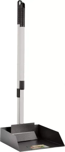 Vista 8 de Recolector resistente de desechos con pala, de Precision Pet, S, Plateado/Negro Pala y bandeja de acero chapado en zinc con mango de aluminio