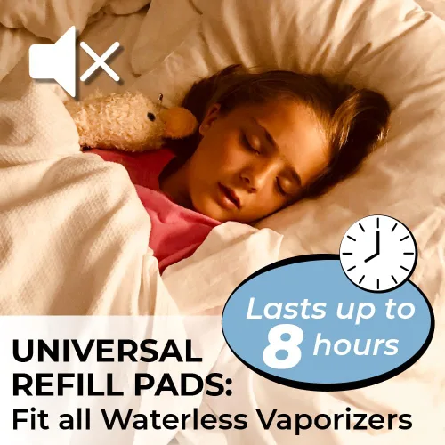 Vista 6 de Vaporizador enchufable sin agua Kids Relief + 5 almohadillas de recambio calmantes sin medicación de lavanda, mentol y eucalipto, 1 unidad