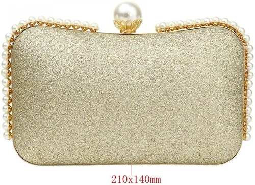 Vista 6 de YYW Bolso de mano de noche brillante con decoración de perlas para mujer, bolso de mano de lentejuelas para fiesta, bolso de hombro para boda