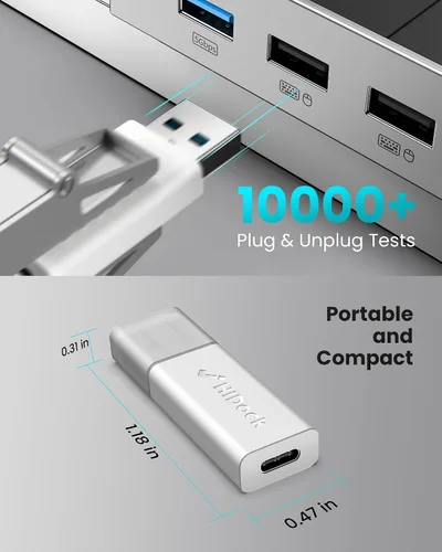 Vista 6 de HiDock Adaptador USB a USB C, USB 3.2 y 10 Gbps, USB C hembra a USB macho compatible con iPhone, computadora portátil, sincronización de datos