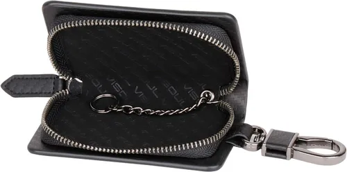 Vista 4 de VISOUL Funda de cuero para llavero de automóvil para hombres y mujeres, funda protectora de llavero inteligente con gancho de metal y llavero