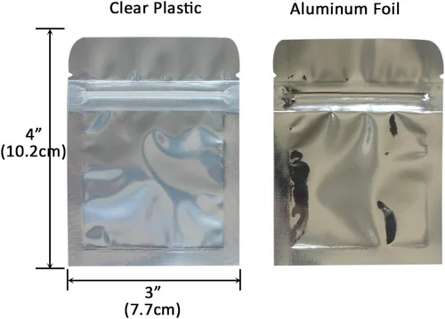 Vista 3 de Paquete de 200 bolsas de Mylar con cremallera de 3 x 4 pulgadas, bolsas de plata transparente resellables, bolsas reutilizables de papel de aluminio
