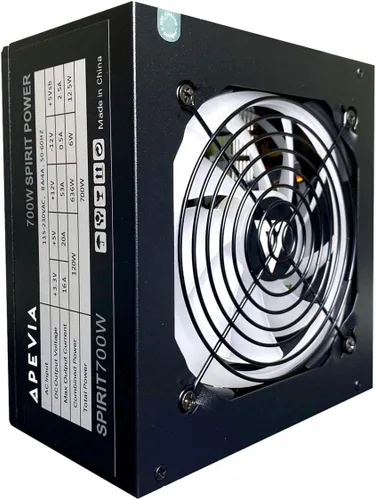 Vista 2 de Apevia ATX-SR700W Spirit ATX Fuente de alimentación con ventilador LED blanco de 4.724 in controlado automáticamente térmicamente, interruptor